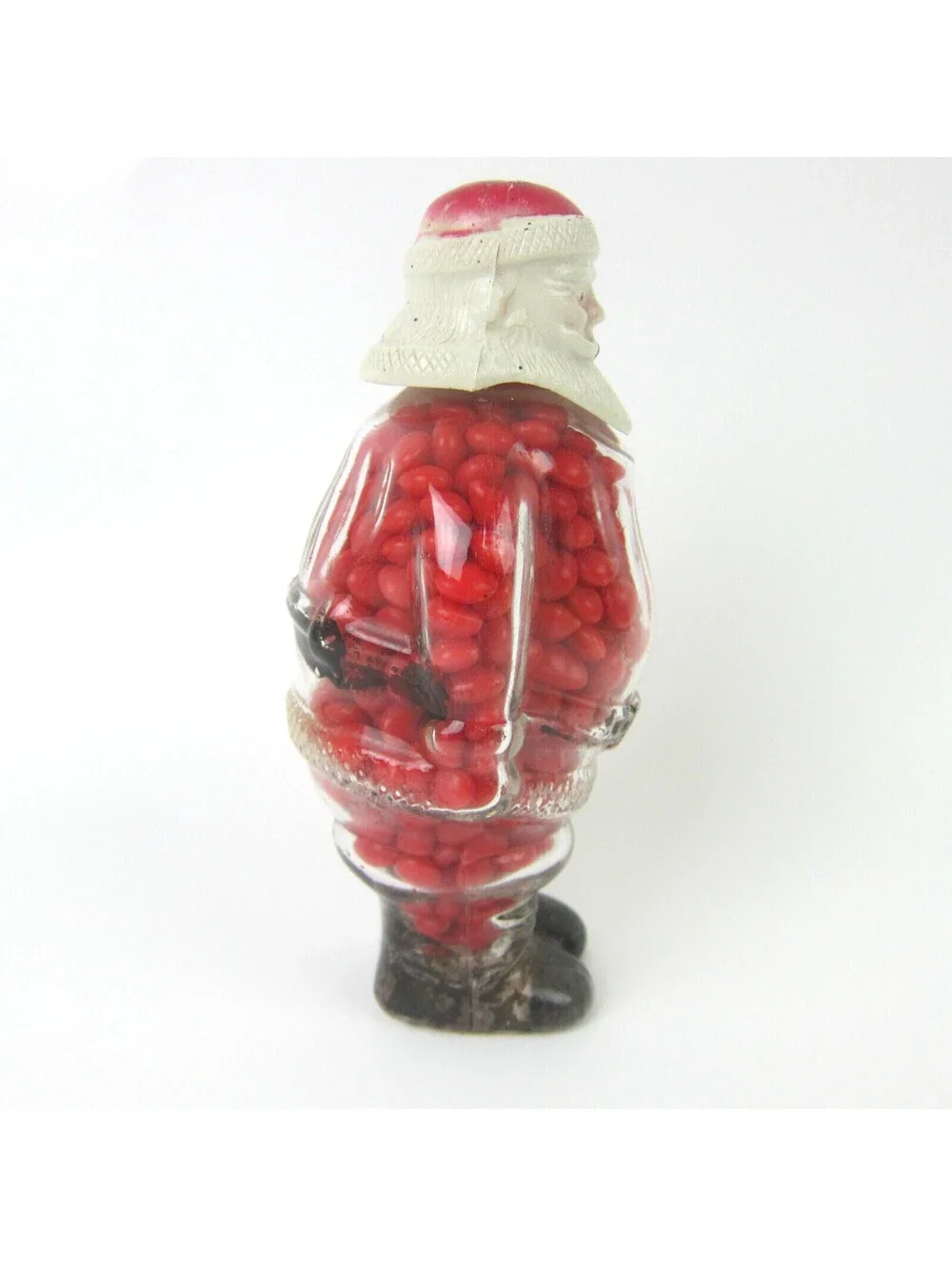 Vintage Christmas Santa Claus Glass Bottle Candy Container JH Millstein 1940-50s